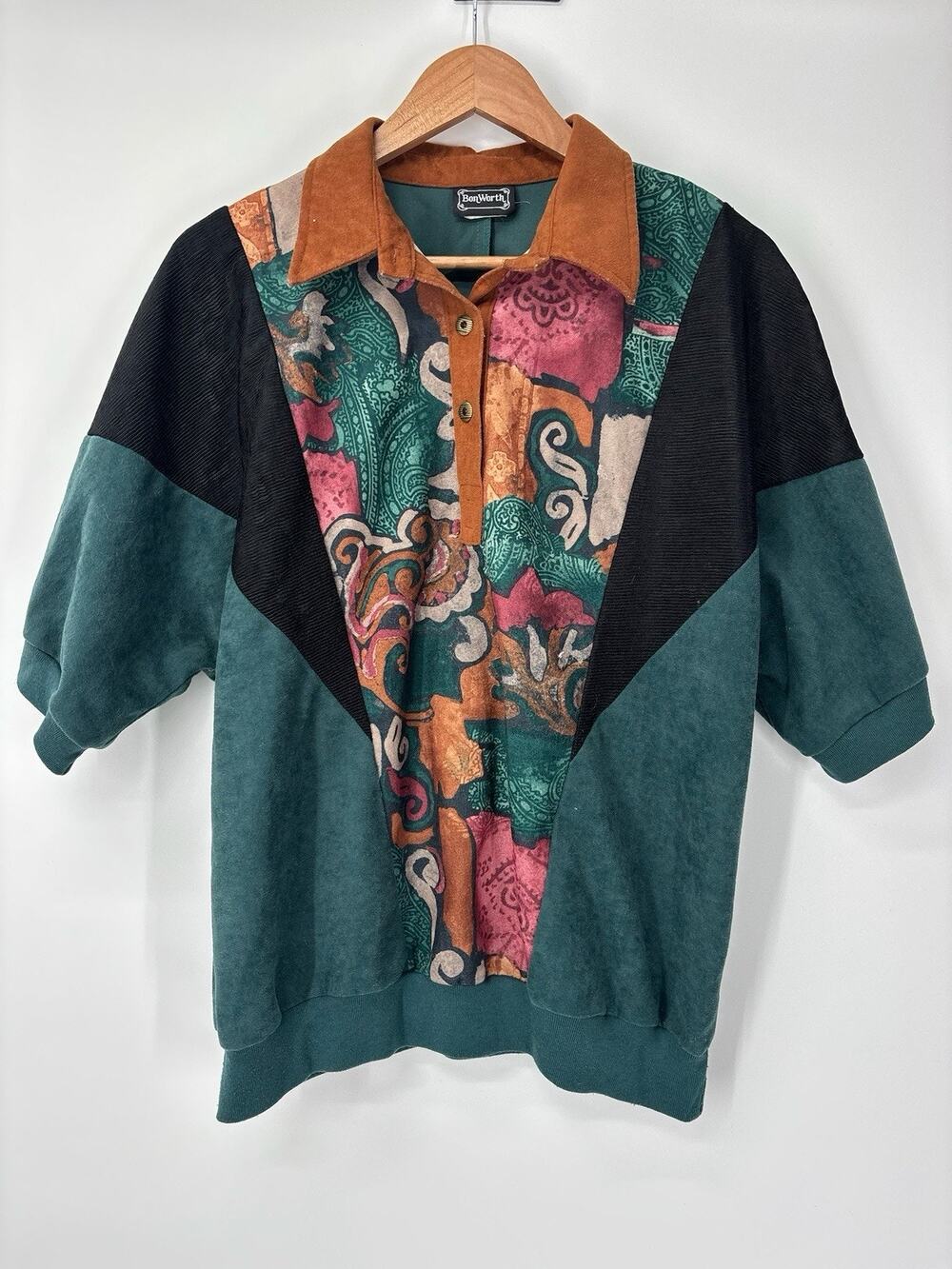 Vintage 80s BonWorth Color Block Top Womens Xl Shirt Retro Grandma